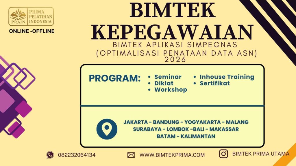 INFO Bimtek Pelatihan Aplikasi SIMPEGNAS 2026 Strategi Optimalisasi Penataan Data ASN Terbaru